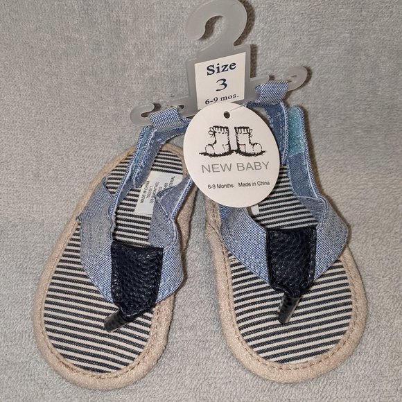 New Baby Denim Thong Flip Flops Sandals Size 3 - Picture 10 of 11